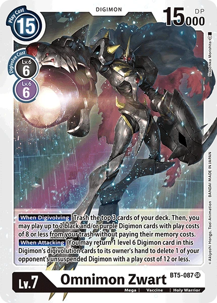Digimon Kartenspiel Sammelkarte BT5-087 Omnimon Zwart