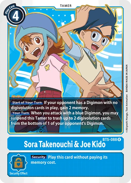 Digimon Kartenspiel Sammelkarte BT5-088 Sora Takenouchi & Joe Kido