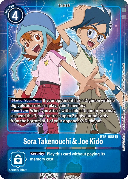 Digimon Kartenspiel Sammelkarte BT5-088 Sora Takenouchi & Joe Kido alternatives Artwork 1