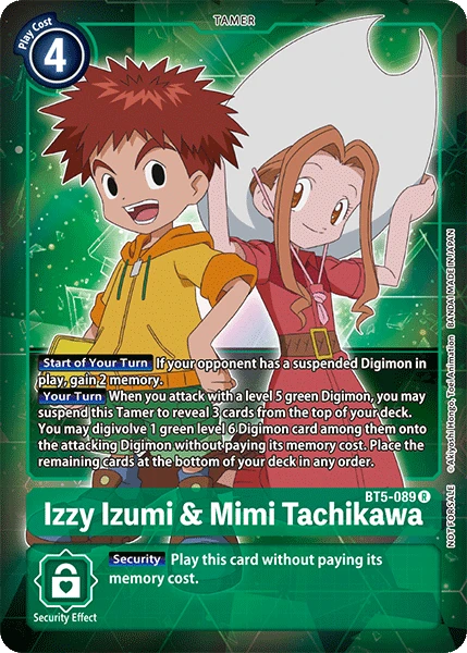 Digimon Kartenspiel Sammelkarte BT5-089 Izzy Izumi & Mimi Tachikawa alternatives Artwork 1