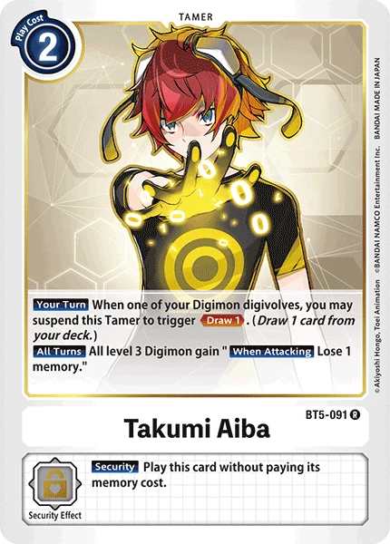 Digimon Kartenspiel Sammelkarte BT5-091 Takumi Aiba