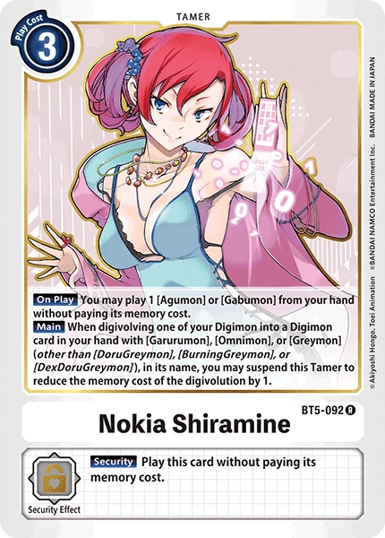 Digimon Kartenspiel Sammelkarte BT5-092 Nokia Shiramine