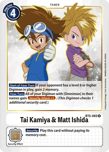 Digimon Kartenspiel Sammelkarte BT5-093 Tai Kamiya & Matt Ishida