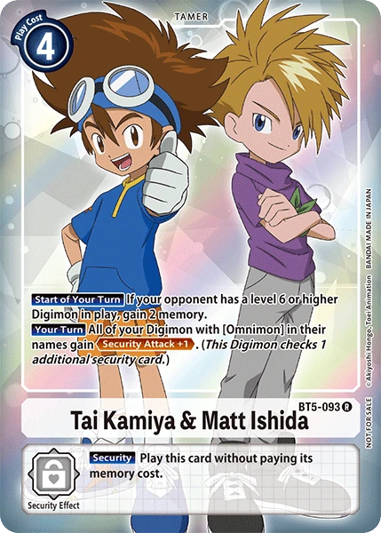 Digimon Kartenspiel Sammelkarte BT5-093 Tai Kamiya & Matt Ishida alternatives Artwork 1