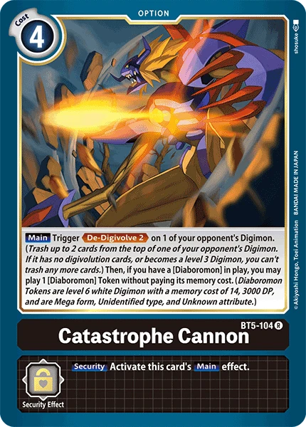 Digimon Kartenspiel Sammelkarte BT5-104 Catastrophe Cannon