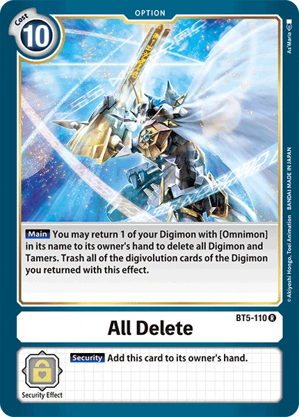 Digimon Kartenspiel Sammelkarte BT5-110 All Delete
