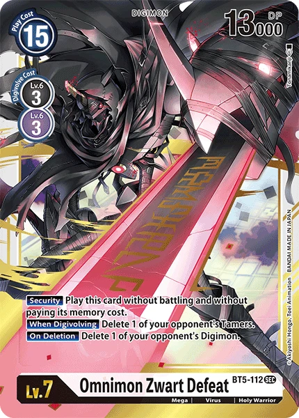 Digimon Kartenspiel Sammelkarte BT5-112 Omnimon Zwart Defeat