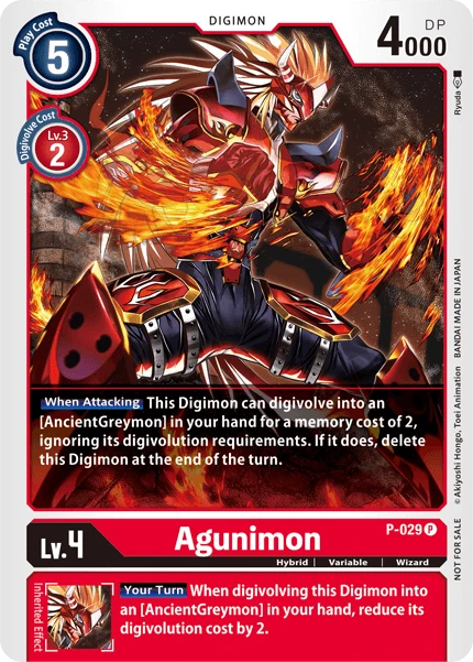 Digimon Kartenspiel Sammelkarte P-029 Agunimon