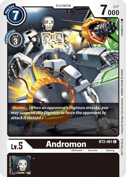 Digimon Kartenspiel Sammelkarte BT2-061 Andromon alternatives Artwork 1