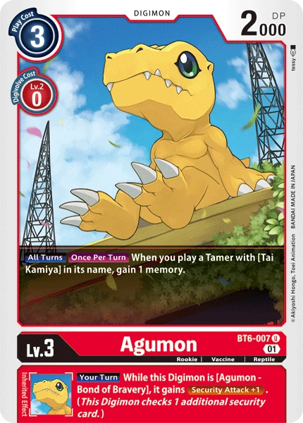 Digimon Kartenspiel Sammelkarte BT6-007 Agumon