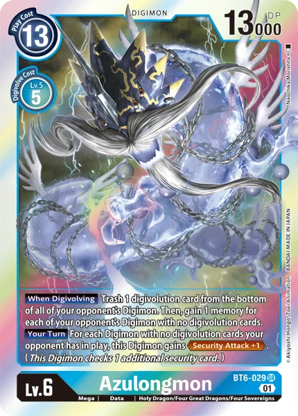Digimon Kartenspiel Sammelkarte BT6-029 Azulongmon