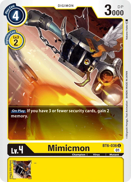 Digimon Kartenspiel Sammelkarte BT6-036 Mimicmon