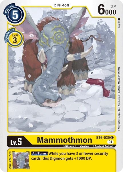 Digimon Kartenspiel Sammelkarte BT6-039 Mammothmon