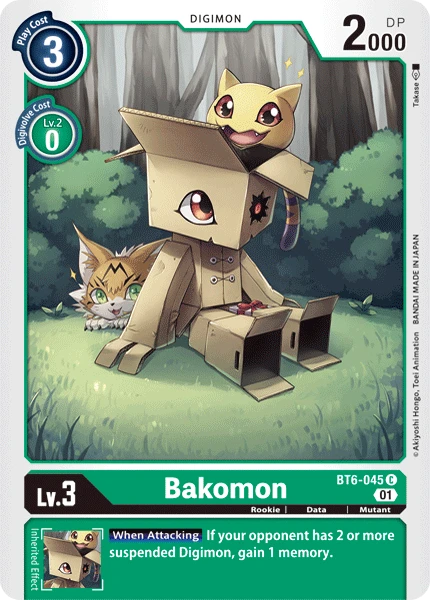 Digimon Kartenspiel Sammelkarte BT6-045 Bakomon