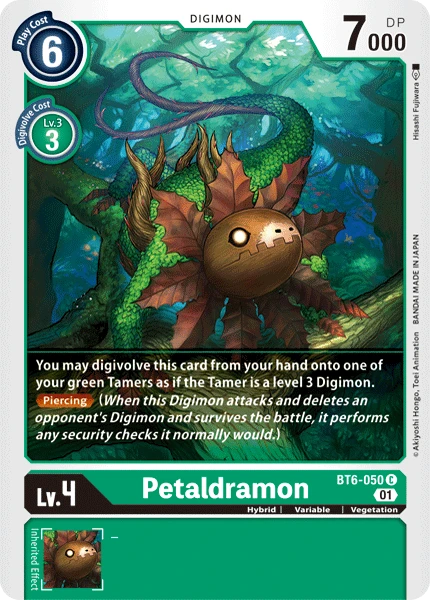 Digimon Kartenspiel Sammelkarte BT6-050 Petaldramon