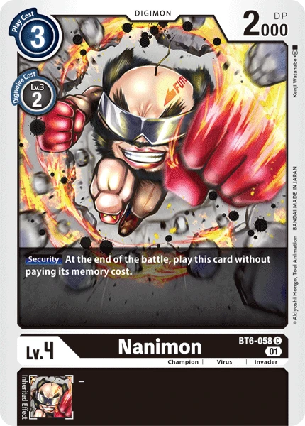 Digimon Kartenspiel Sammelkarte BT6-058 Nanimon
