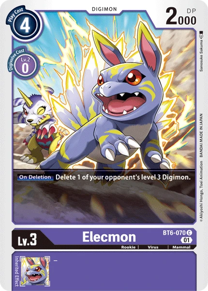 Digimon Kartenspiel Sammelkarte BT6-070 Elecmon