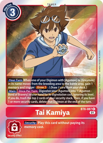 Digimon Kartenspiel Sammelkarte BT6-087 Tai Kamiya