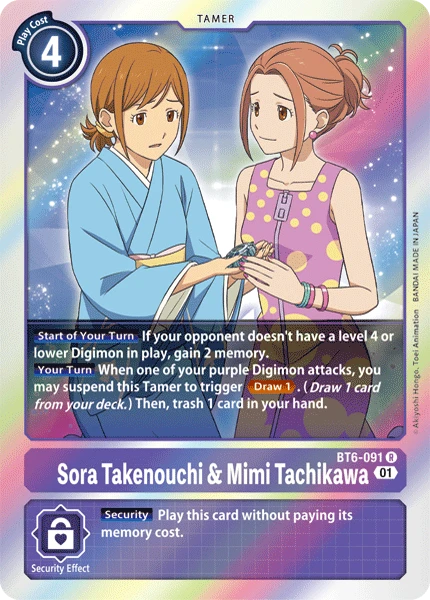 Digimon Kartenspiel Sammelkarte BT6-091 Sora Takenouchi & Mimi Tachikawa