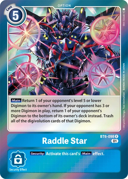 Digimon Kartenspiel Sammelkarte BT6-098 Raddle Star