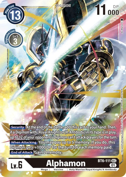 Digimon Kartenspiel Sammelkarte BT6-111 Alphamon