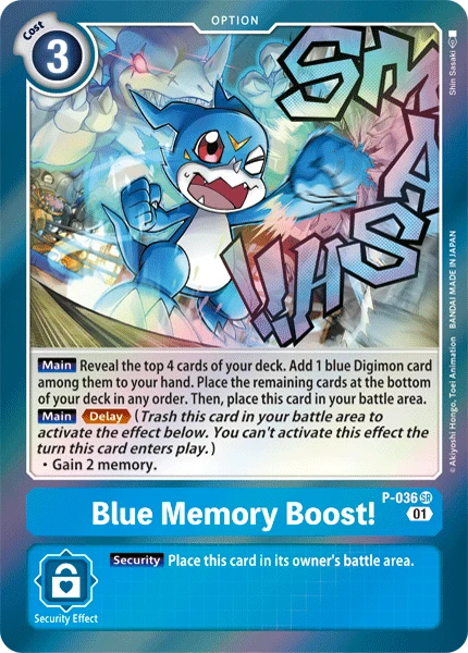 Digimon Kartenspiel Sammelkarte P-036 Blue Memory Boost!