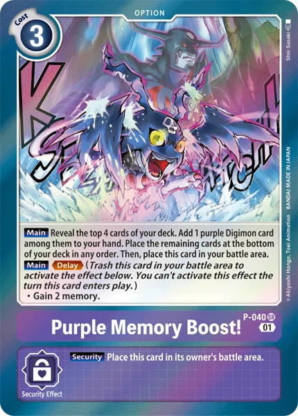 Digimon Kartenspiel Sammelkarte P-040 Purple Memory Boost!