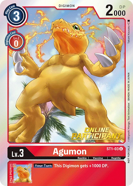Digimon Kartenspiel Sammelkarte ST1-03 Agumon alternatives Artwork 2