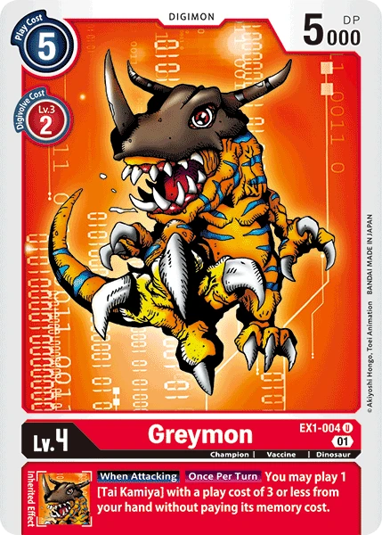 Digimon Kartenspiel Sammelkarte EX1-004 Greymon