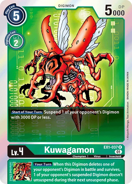Digimon Kartenspiel Sammelkarte EX1-037 Kuwagamon