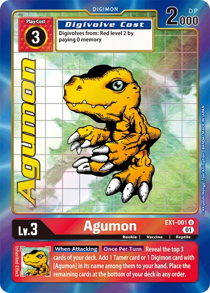 Digimon Kartenspiel Sammelkarte EX1-001 Agumon alternatives Artwork 1