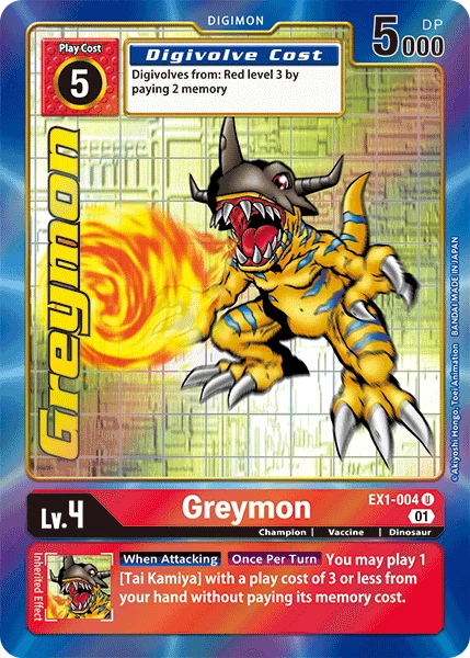 Digimon Kartenspiel Sammelkarte EX1-004 Greymon alternatives Artwork 1