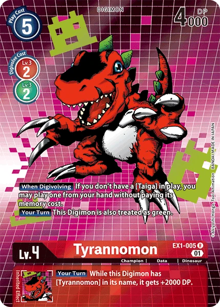 Digimon Kartenspiel Sammelkarte EX1-005 Tyrannomon alternatives Artwork 1