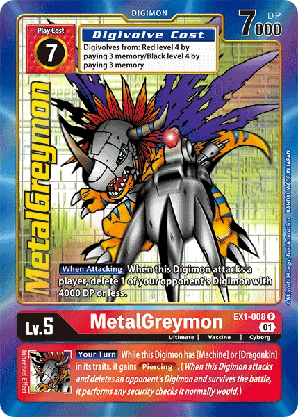 Digimon Kartenspiel Sammelkarte EX1-008 MetalGreymon alternatives Artwork 1