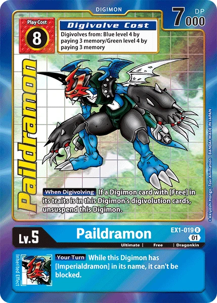 Digimon Kartenspiel Sammelkarte EX1-019 Paildramon alternatives Artwork 1