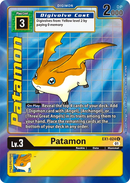 Digimon Kartenspiel Sammelkarte EX1-024 Patamon alternatives Artwork 1