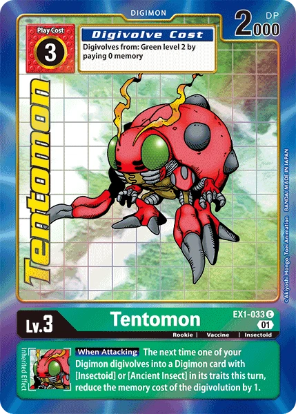 Digimon Kartenspiel Sammelkarte EX1-033 Tentomon alternatives Artwork 1