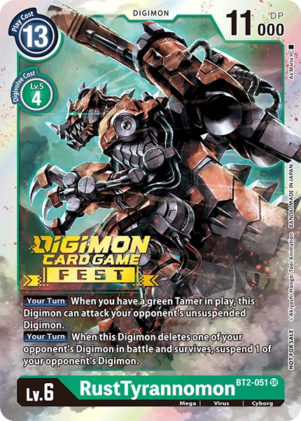 Digimon Kartenspiel Sammelkarte BT2-051 RustTyrannomon alternatives Artwork 1