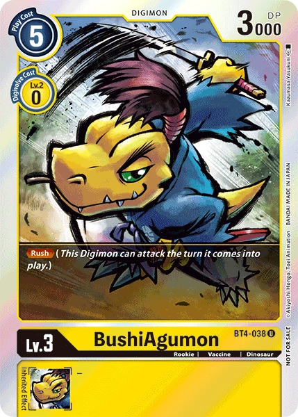 Digimon Kartenspiel Sammelkarte BT4-038 BushiAgumon alternatives Artwork 1