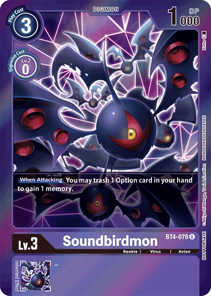 Digimon Kartenspiel Sammelkarte BT4-078 Soundbirdmon alternatives Artwork 1