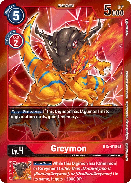 Digimon Kartenspiel Sammelkarte BT5-010 Greymon alternatives Artwork 2