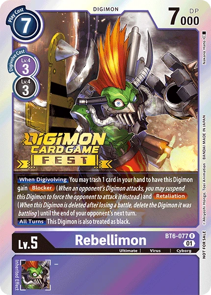 Digimon Kartenspiel Sammelkarte BT6-077 Rebellimon alternatives Artwork 1