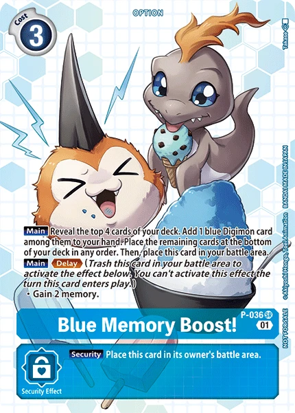 Digimon Card Game Sammelkarte P-036 Blue Memory Boost! alternatives Artwork 1