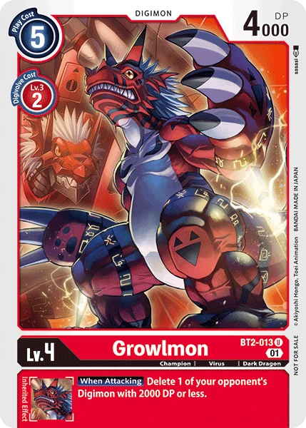 Digimon Card Game Sammelkarte BT2-013 Growlmon alternatives Artwork 1