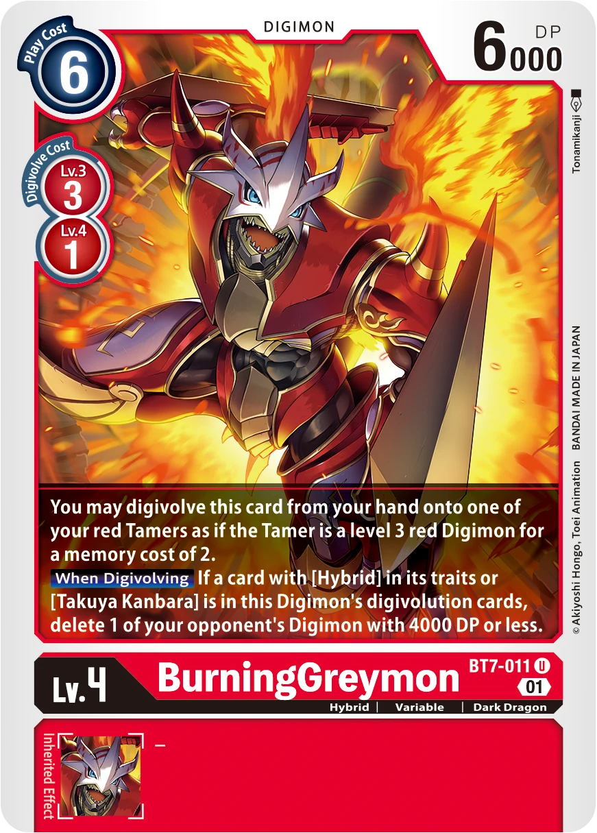 Digimon Card Game Sammelkarte BT7-011 BurningGreymon