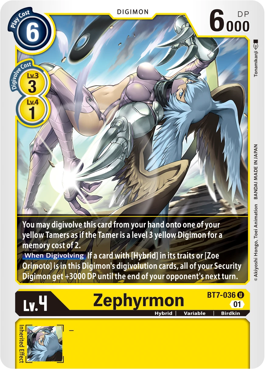 Digimon Card Game Sammelkarte BT7-036 Zephyrmon