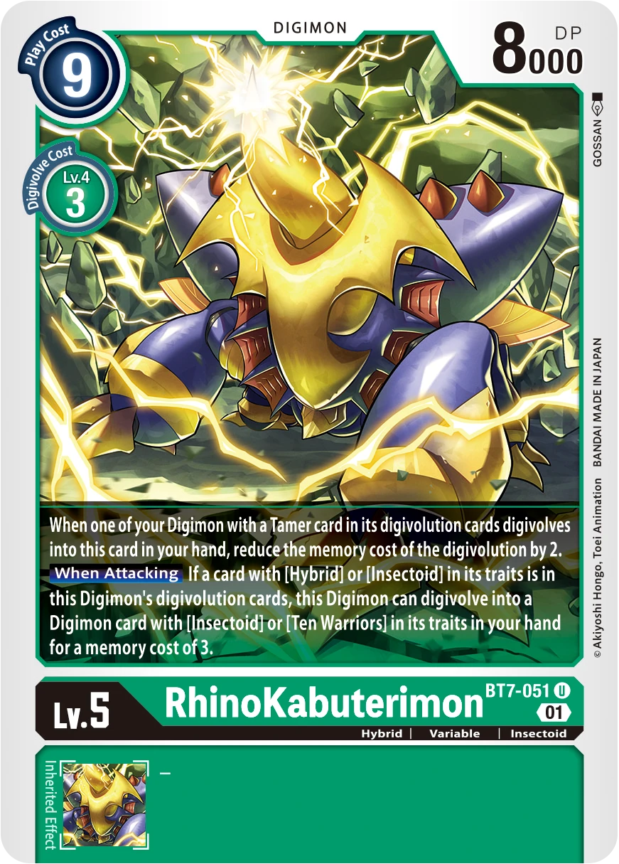 Digimon Card Game Sammelkarte BT7-051 RhinoKabuterimon