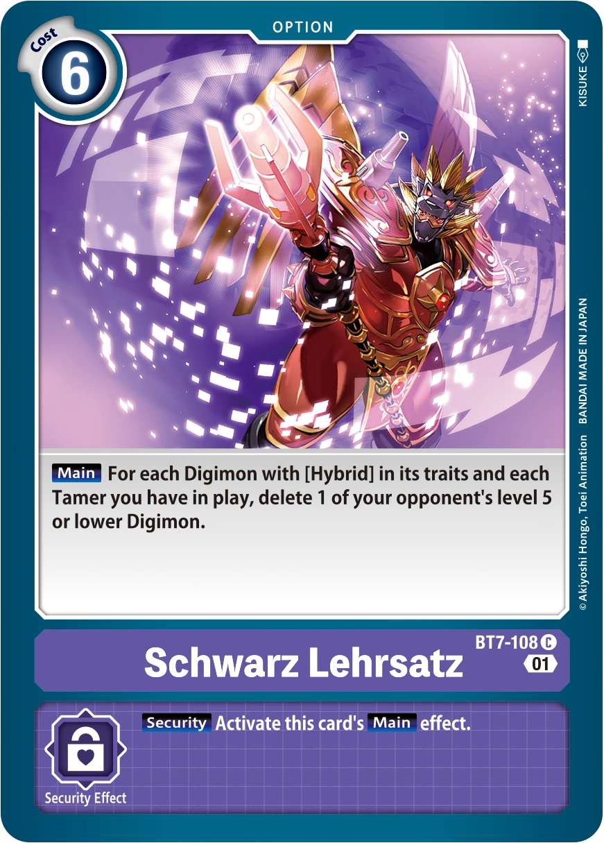 Digimon Card Game Sammelkarte BT7-108 Schwarz Lehrsatz