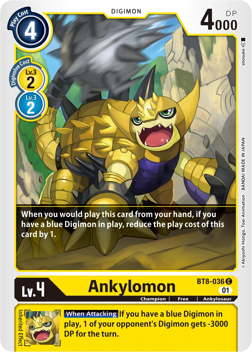 Digimon Card Game Sammelkarte BT8-036 Ankylomon