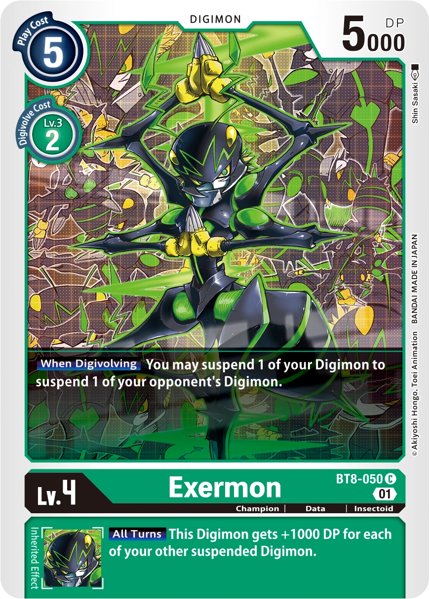 Digimon Card Game Sammelkarte BT8-050 Exermon